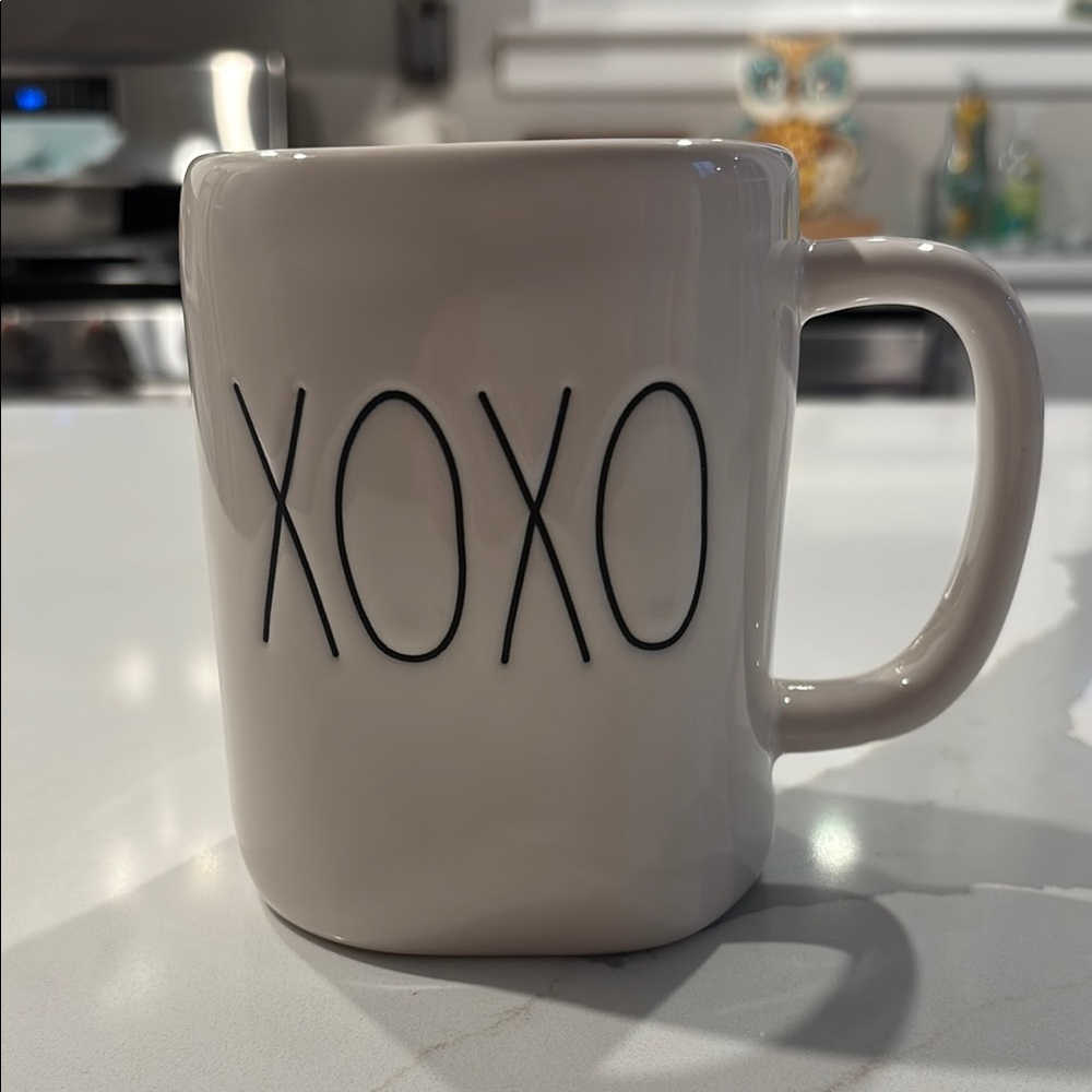 Rae Dunn Cream Ceramic “XOXO” Mug In Black Writing W/ Red Interior… Perfect